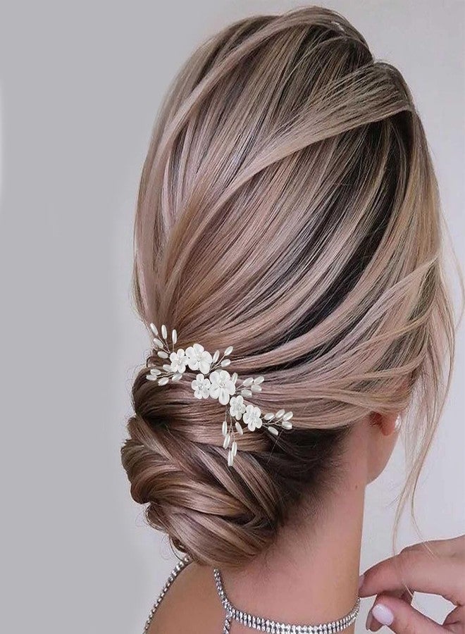 Artmiss Wedding Hair Comb Flower Crystal Hair Pins Silver Hair Accessories for Women Brides - Image 2